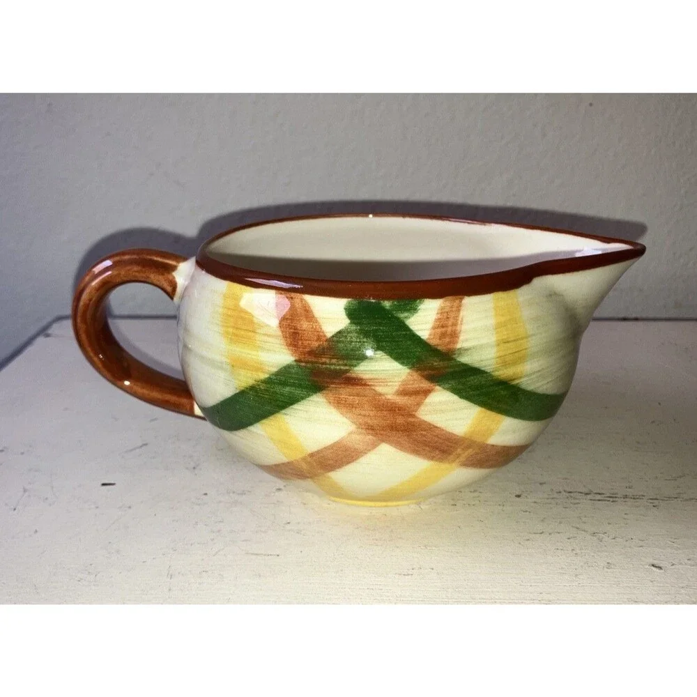 Vintage 1940s/1950s Vernon Kilns Vernoware Homespun Plaid Sauce or Gravy Boat
